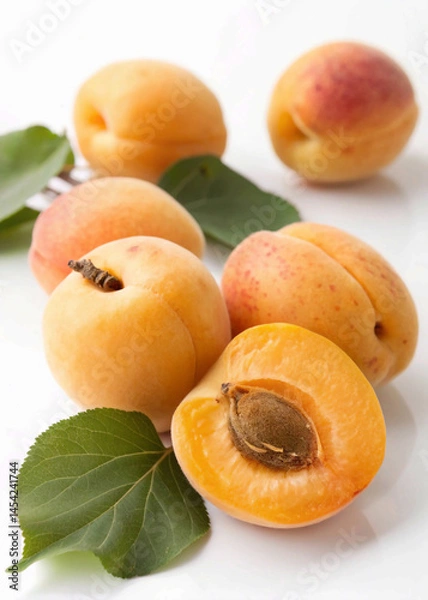 Obraz Single Juicy Apricot on Plain White Surface