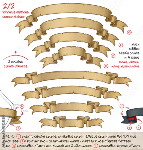 Fototapeta Papyrus Ribbons Curved Upwards 2 – Two Designs by Four Sizes