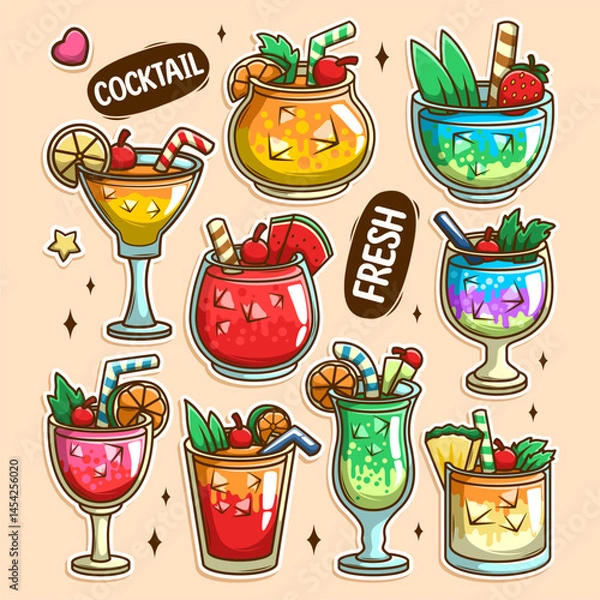 Obraz Hand draw cocktail collection set