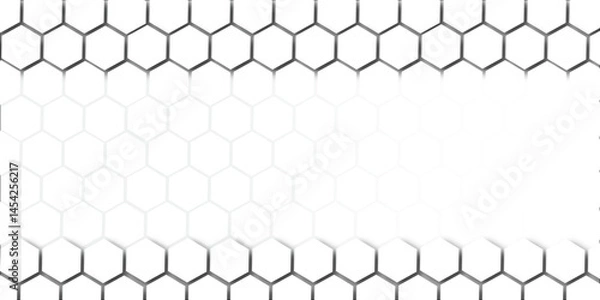 Fototapeta Hexagonal mesh texture of a soccer football goal net with a soccer ball on it shows a geometric pattern