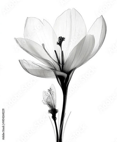 Fototapeta Delicate sketch of a flower showcasing intricate details and fine lines