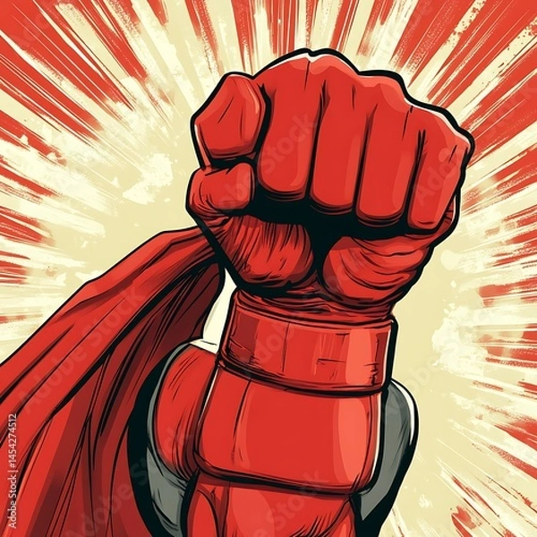 Obraz Superhero Fist Raised in Action