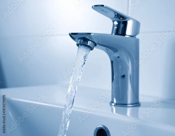 Obraz 水道の蛇口から出る水