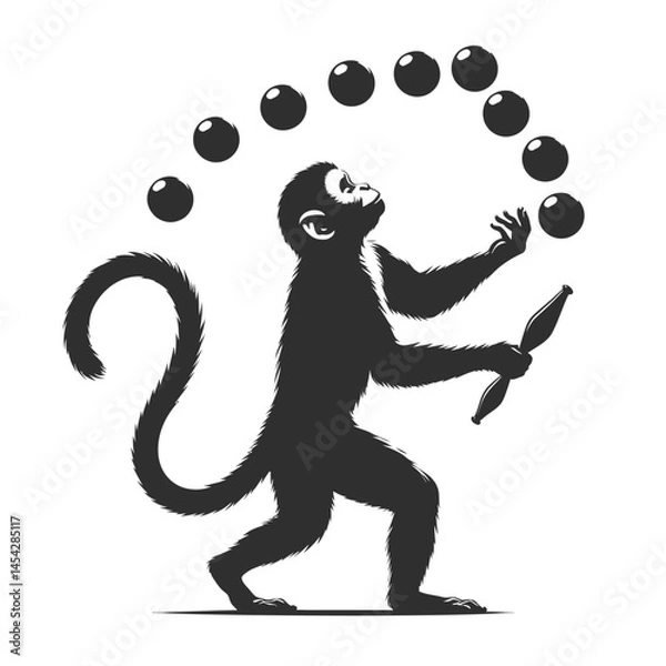 Fototapeta Funny Monkey Circus Juggling Balls Vector Art