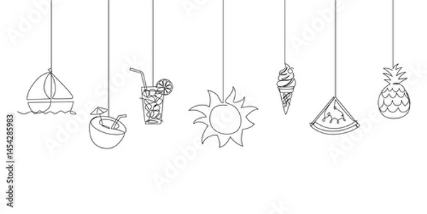 Fototapeta Doodle summer line art vector element