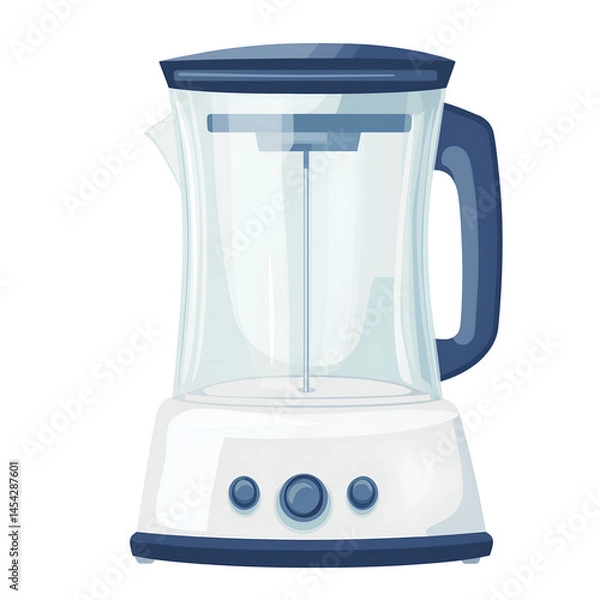Fototapeta Electric Blender with lid, jar, and base isolated on a white background