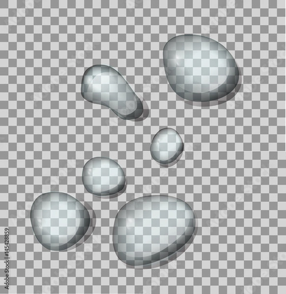 Obraz Vector blue drops of water on transparent background. Fresh spray illustration.
