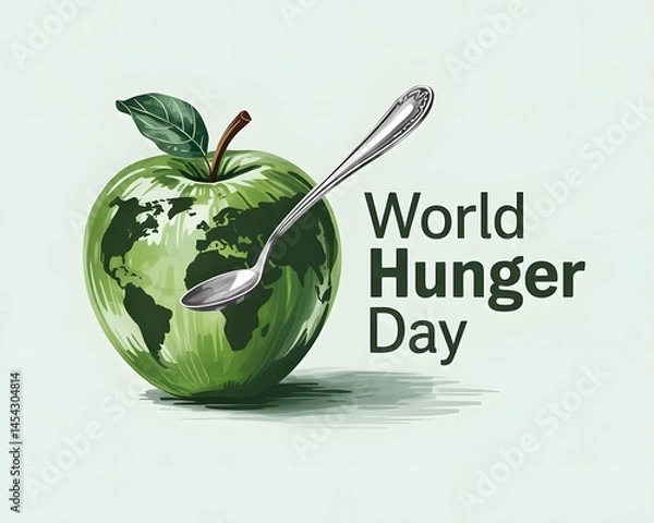 Obraz World Hunger Day text animation with alpha channel. Great for raising awareness about global hunger issues, promoting food security, and encouraging donations and support.