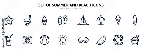 Fototapeta Summer and Beach icons with White Background