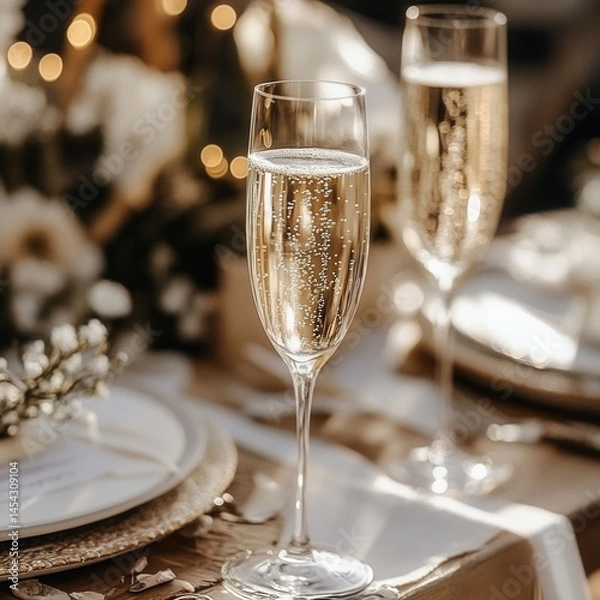 Fototapeta champagne glasses on the table