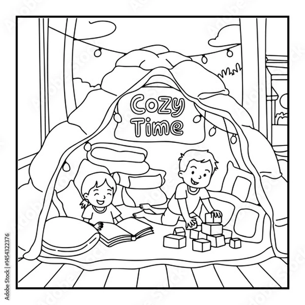 Obraz Cozy Routine Coloring Pages For Kids
