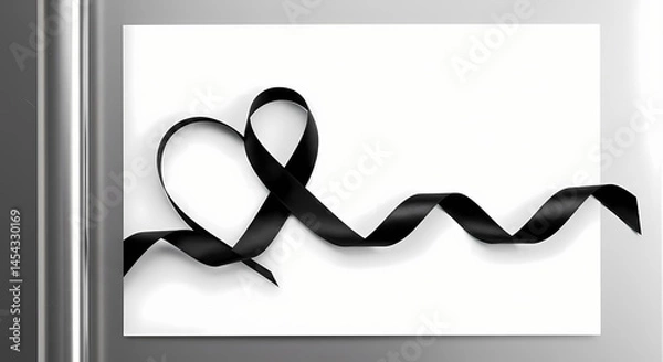 Fototapeta Black Ribbon Heart Sympathy Remembrance Mourning Grief Loss Support Awareness Condolences Image