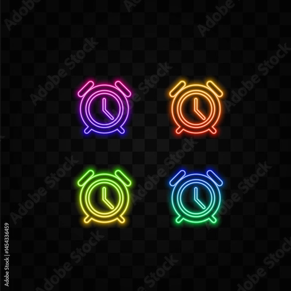 Fototapeta alarm clock colored outline icon. neon style. related icon for stopwatch. productivity elements illustration