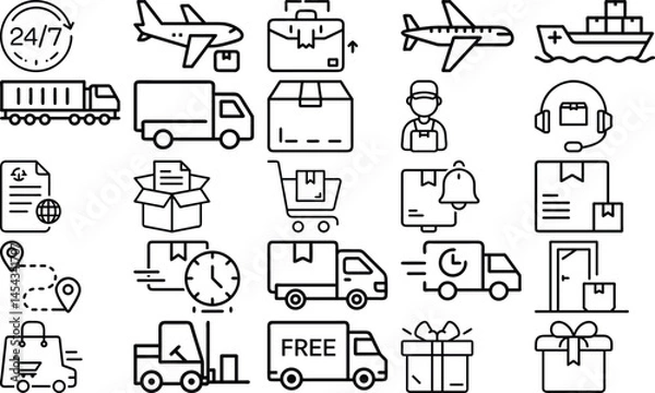 Fototapeta  Delivery and Shipping Vector Icons Set - Editable Collection