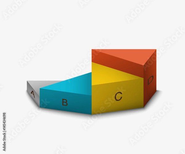Fototapeta 3d pie chart steps, business infographics element