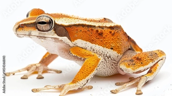 Fototapeta Poison dart frog Philobates bicolor on white isolated background. Macro image