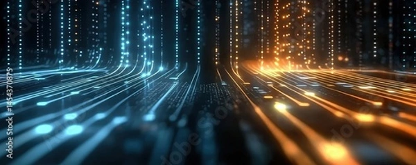 Obraz A network of interconnected data points, symbolizing AI-driven digital processes and machine learning technology.