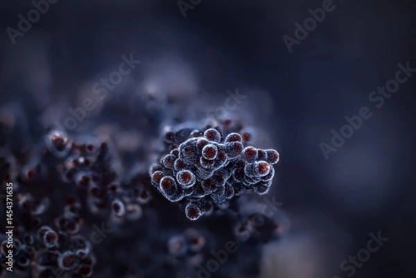 Fototapeta "Velvet" black Goethite. Specimen from Clara mine, Oberwolfach, Germany. Micro photography extreme close-up. microscope mineral crystal photography for Scientific use.