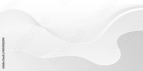 Obraz Abstract Clean White Wave Background with Smooth Gradient Layers