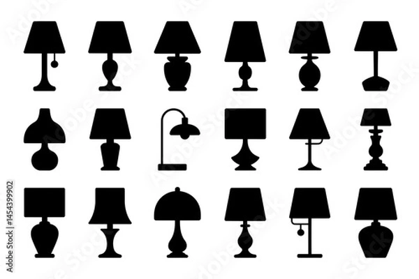 Obraz Assorted table lamps silhouette vector collection