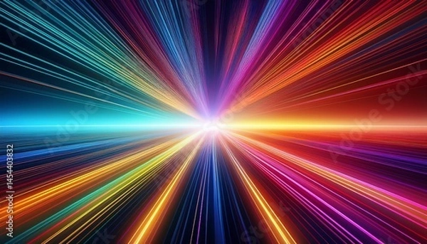 Obraz vibrant abstract light burst with colorful gradient rays and glowing energy effect in futuristic digital background