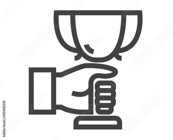 Fototapeta Winners cup line art outline isolated icon concept. Flat graphic design cartoon illustration