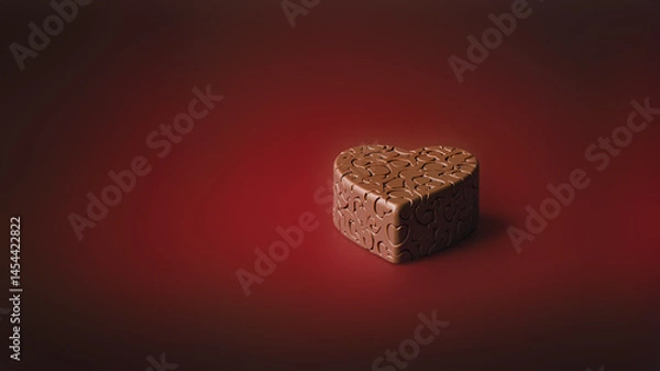 Obraz Artistic macro photography of artisan chocolate heart with handmade texture patterns on a solid background