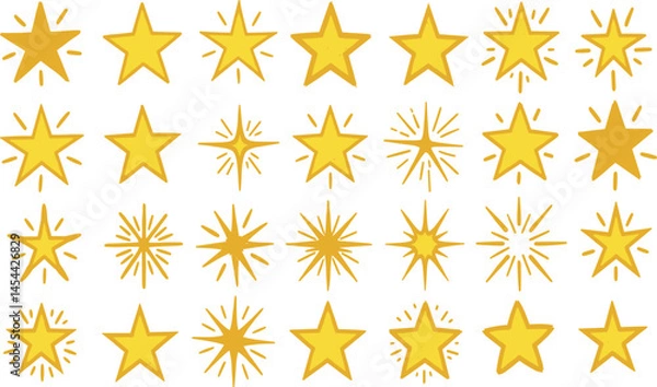 Fototapeta Crayon star shape, hand drawn pencil line doodle pattern. Pastel brush texture, color background. Star figure. Vector chalk line sketch. Sticker icon, sparkle figure.