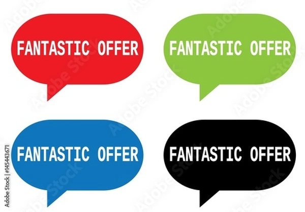 Obraz FANTASTIC OFFER text, on rectangle speech bubble sign.