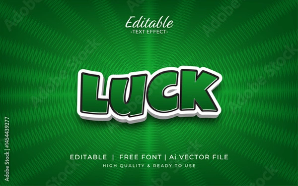 Obraz Luck Text Effect - 3d green effect