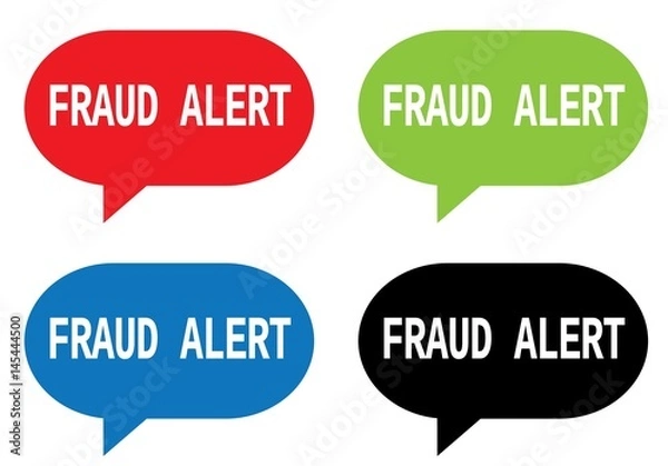 Obraz FRAUD ALERT text, on rectangle speech bubble sign.