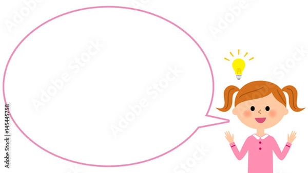 Fototapeta ひらめく女の子　吹き出し