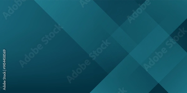 Fototapeta Abstract overlap dark green turquoise geometric gradient square design layers background with shadow and shapes. Eps10 vector