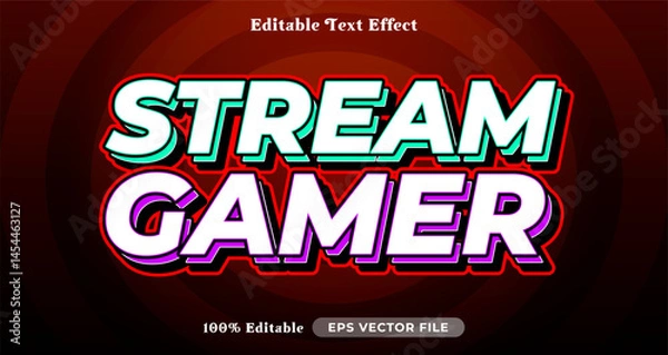 Fototapeta Stream gamer 3d logo template editable text effect style