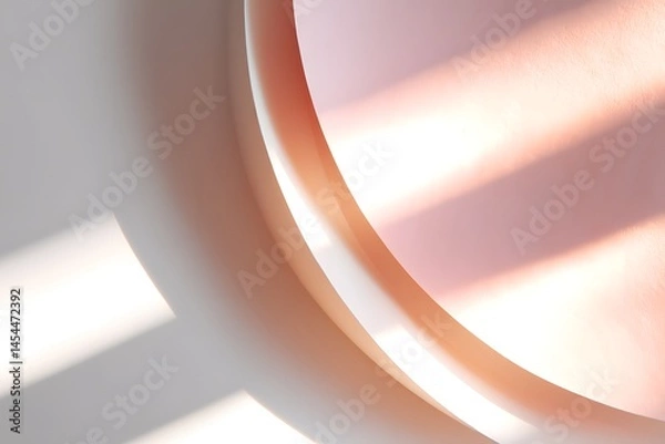 Fototapeta Soft Pink Gradient and Shadows on Minimalist Wall Surface