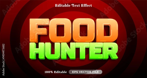 Fototapeta Food hunter 3d logo template editable text effect style