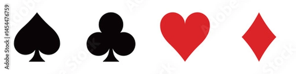 Obraz トランプのスートのベクターイラスト：ハート、ダイヤ、クローバー、スペード