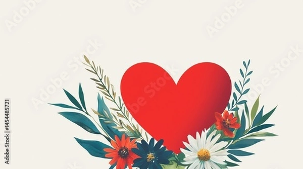 Fototapeta A heart-shaped design surrounded by floral elements.