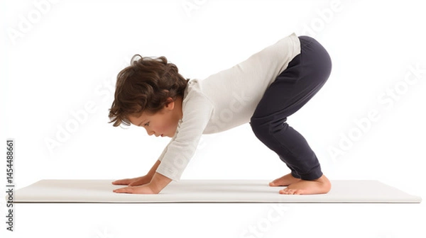 Fototapeta Junge im Handstand – Akrobatik und Körperbeherrschung als Illustration. Künstliche Intelligenz KI