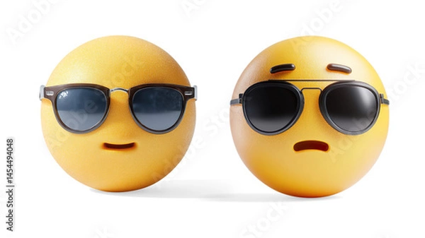 Fototapeta 3D Emoji with Sunglasses Smiling on a Transparent Background
