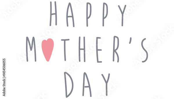 Fototapeta Happy Mother's Day greeting with heart design. in flat color style