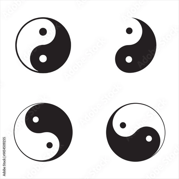 Obraz Yin and Yang Variations: The Balance of Duality in Symbolic Design Vector White Background