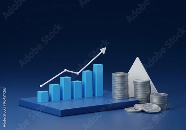 Fototapeta Growing Chart with Coins Stacked Business and Finance Concept