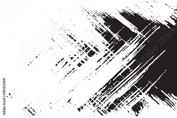Fototapeta Black paintbrush splattered abstract rough Splash ink brush stroke grunge style halftone texture
