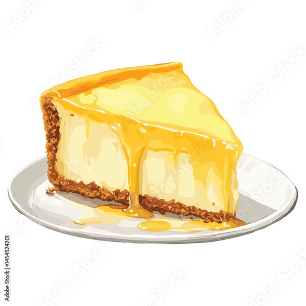 Obraz honey cheesecake in watercolor illustration style, isolated vector on white background