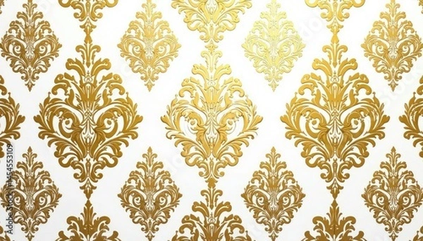 Obraz Intricate floral damask pattern in elegant gold and white , elegant, art
