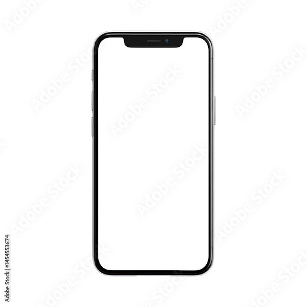 Fototapeta Smartphone mockup with blank screen, isolated on transparent background.