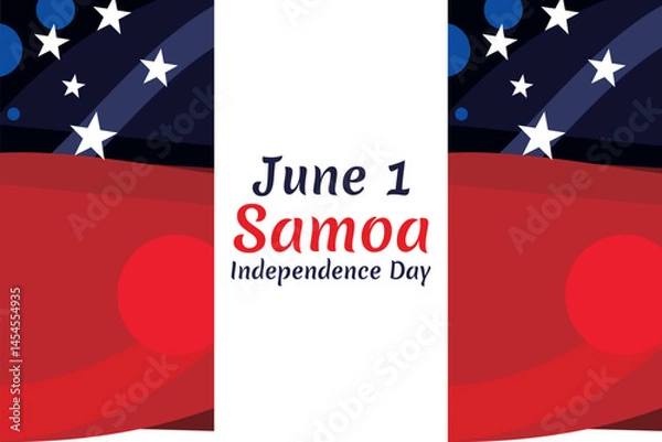 Fototapeta June 1, Independence Day of Samoa vector illustration. Suitable for greeting card, poster and banner.