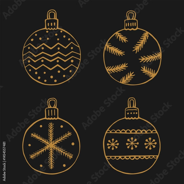 Fototapeta Christmas ball.Decoration isolated elements. Hand drawn vector illustration.