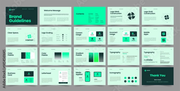 Fototapeta brand guideline powerpoint presentation template, brand manual design, brand guideline keynote template 